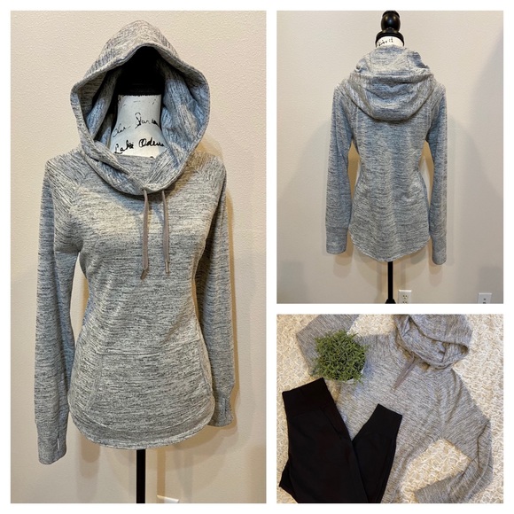 Athleta Cowl Neck Hoodie Sweatshirt Yoga Pullover Top Shirt Sweater Thumbholes - Picture 1 of 9